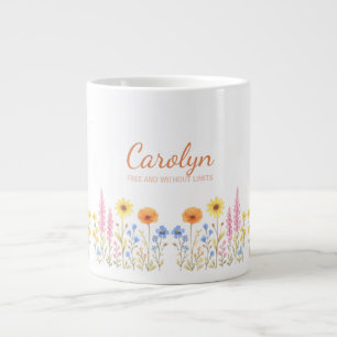 Add Your Name Coffee Mugs, Pretty Wildflower Large Coffee Mug