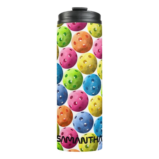 Add Your  Name - Colorful Pickleball Thermal Tumbler (Front)