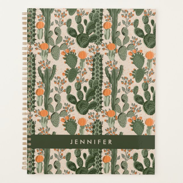 Add Your Name | Colourful Cactus Pattern Planner (Front)