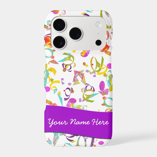 Add Your Name Colourful Confetti Toss Over White (Back)