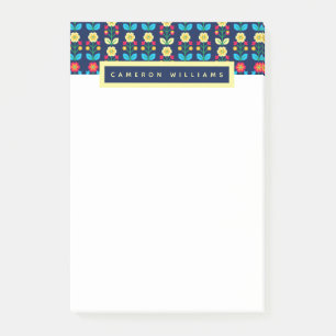 Add Your Name Colourful Floral Pattern Post-it Notes