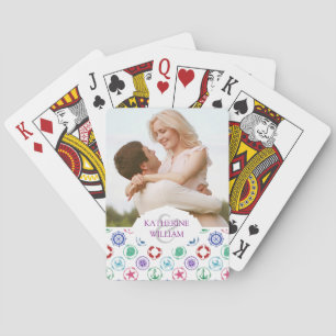 Add Your Name   Colourful Nautical Pattern Playing Cards