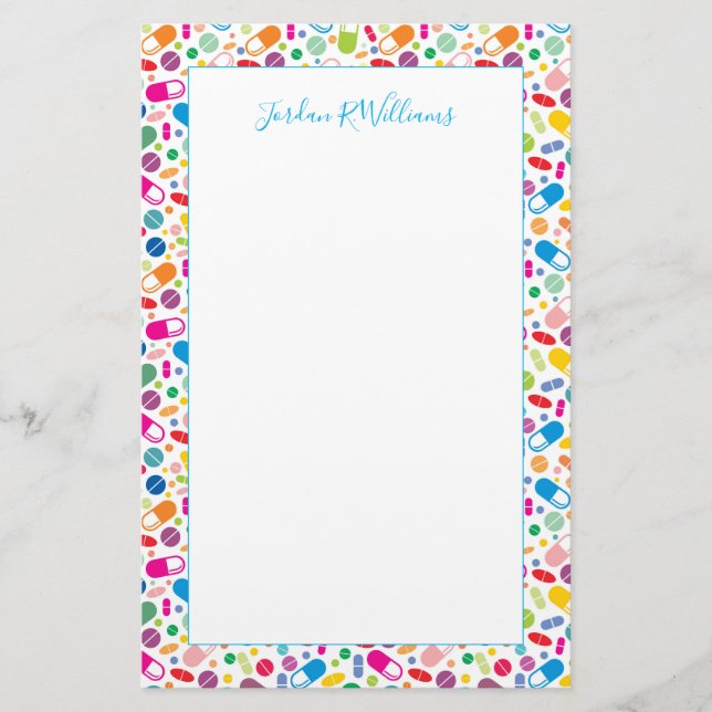 Add Your Name | Colourful Neon Drug Pattern Stationery (Front)