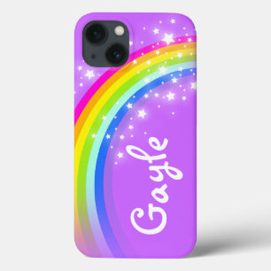 Add your name colourful rainbow purple iphone case
