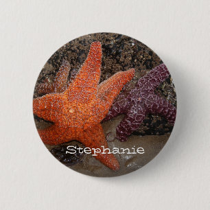 Add Your Name: Colourful Starfish/Sea Star Photo 1 6 Cm Round Badge