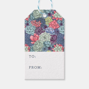 Add Your Name Colourful Succulent Pattern Gift Tags