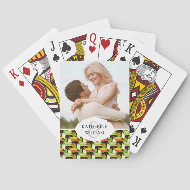 Add Your Name | Colourful Toucans Playing Cards (Back)
