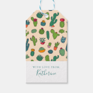 Add Your Name Cute Cactus Standing Pattern Gift Tags