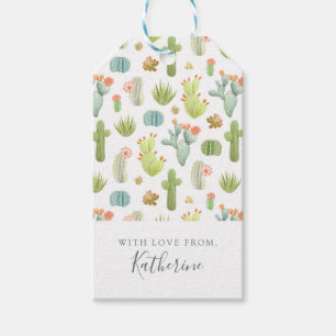 Add Your Name Cute Cactus Standing Pattern Gift Tags