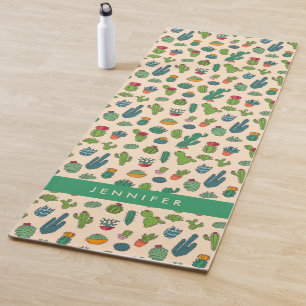 Add Your Name   Cute Cactus Standing Pattern Yoga Mat