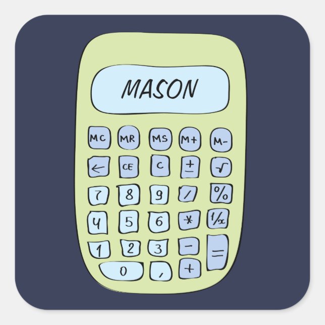 Add your name cute calculator name template square sticker (Front)