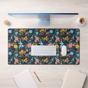 Add Your Name Cute Colourful Floral Pattern Desk Mat