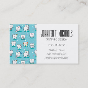 Add Your Name Cute Dental Pattern Business Card