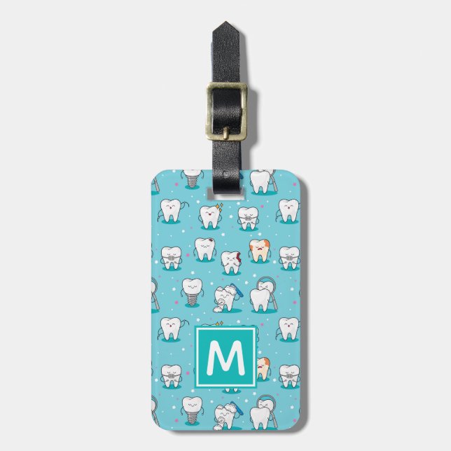 Add Your Name | Cute Dental Pattern Luggage Tag (Front Vertical)