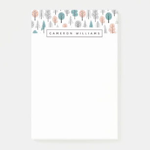 Add Your Name Cute Doodle Forest Pattern Post-it Notes