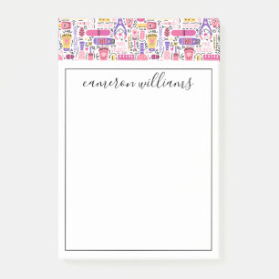 Add Your Name Cute Doodle Manicure Pattern Post-it Notes