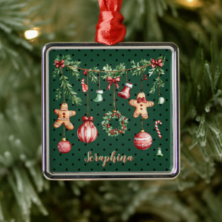 Add Your Name Cute Green Christmas Garland Metal Tree Decoration