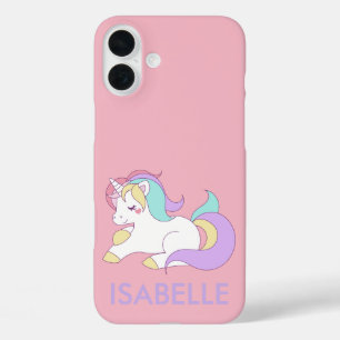 Add Your Name Cute Magical Unicorn Personalized iPhone 16 Plus Case