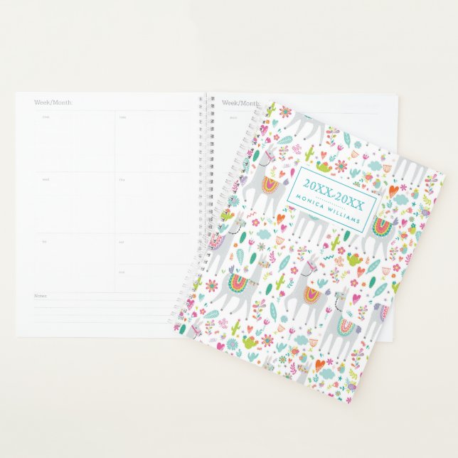 Add Your Name | Cute Pastel Llama Pattern Planner (Display)