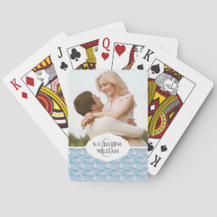 Add Your Name Cute Sailboat Pattern Monogram Playing Cards
