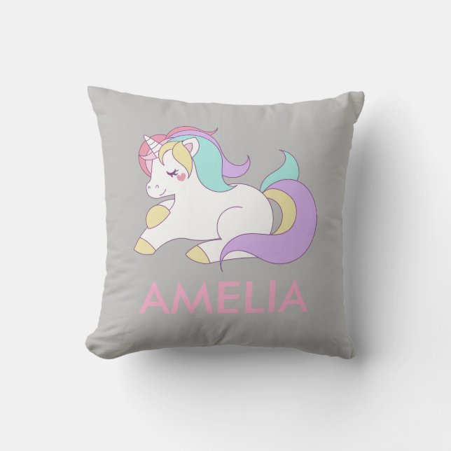 Add Your Name Cute Unicorn Personalized Cushion (Front)