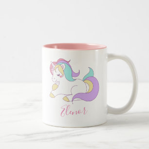 Add Your Name Cute Unicorn Personalized Two-Tone Coffee Mug