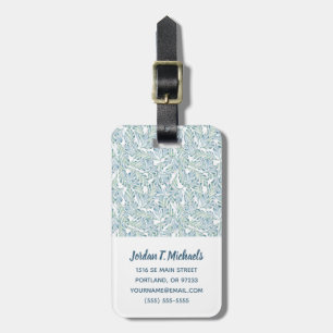 Add Your Name   Decorative Striped Leaf Pattern Luggage Tag