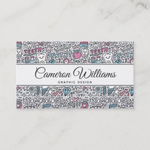 Add Your Name Dental Cartoon Pattern Business Card