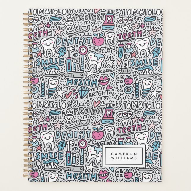 Add Your Name | Dental Cartoon Pattern Planner (Front)