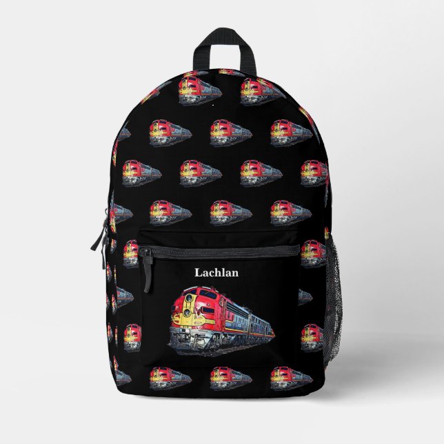 Add Your Name - Diesel Locomotive Printed Backpack (Front)