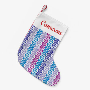 Add Your Name DNA Pattern Small Christmas Stocking