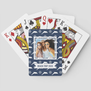 Add Your Name   Dolphins On Parade Pattern Playing Cards