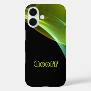 Add Your Name Dreamy Green Yellow Abstract Sweep iPhone 16 Case