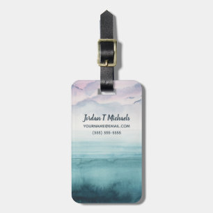 Add Your Name Dusk on the Bay - Watercolor Luggage Tag