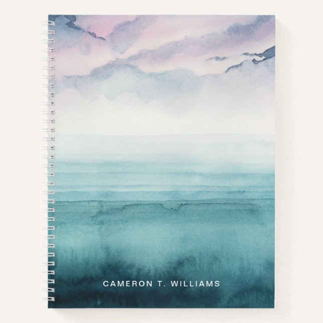 Add Your Name | Dusk on the Bay - Watercolor Notebook (Front)