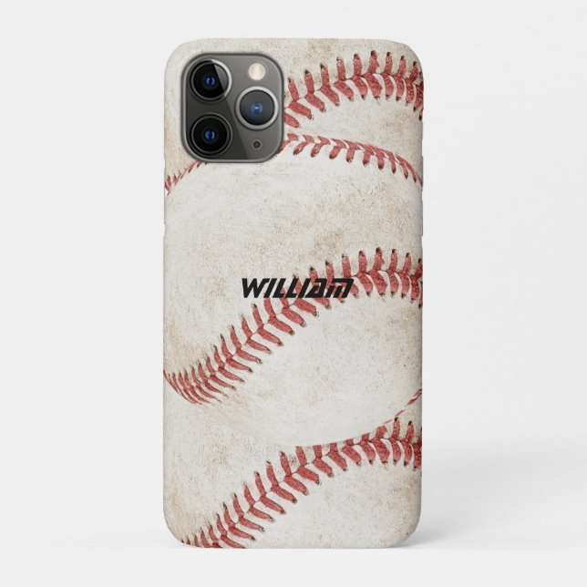 Add your name elegant rustic modern baseball Cool Case-Mate iPhone Case (Back)