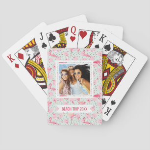 Add Your Name   Flamingo Feathers On Polka Dots Playing Cards