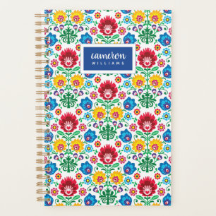 Add Your Name Floral Heart Folk Art Pattern Planner