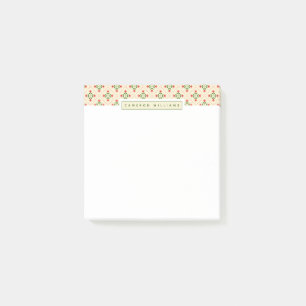 Add Your Name Floral Pink & Green Quilt Folk Art Post-it Notes