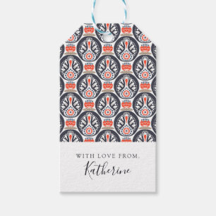 Add Your Name Floral Turkey Folk Art Pattern Gift Tags