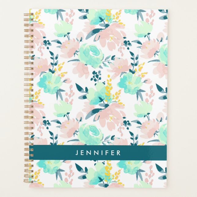 Add Your Name | Floral Watercolor Pattern Planner (Front)