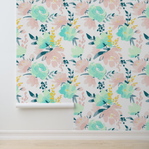 Add Your Name Floral Watercolor Pattern Wallpaper