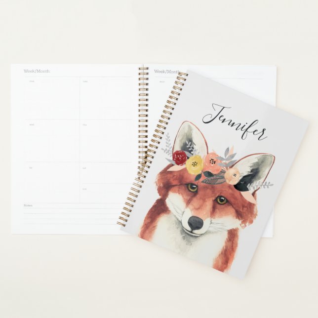 Add Your Name | Flower Crown Forester Fox Planner (Display)