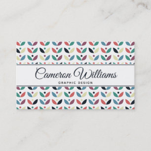 Add Your Name   Folk Art Floral Geometric Pattern Business Card