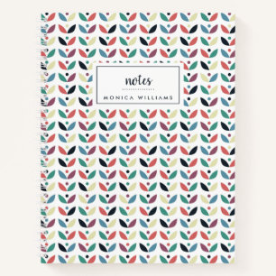 Add Your Name   Folk Art Floral Geometric Pattern Notebook