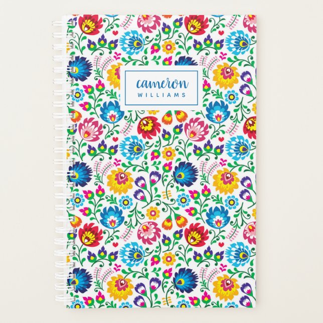 Add Your Name | Folk Art Flower Pattern Planner (Front)