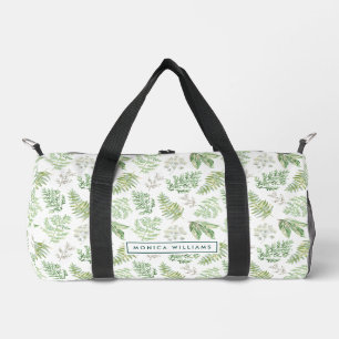 Add Your Name   Forest Greenery Pattern Duffle Bag