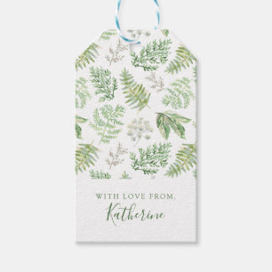 Add Your Name Forest Greenery Pattern Gift Tags
