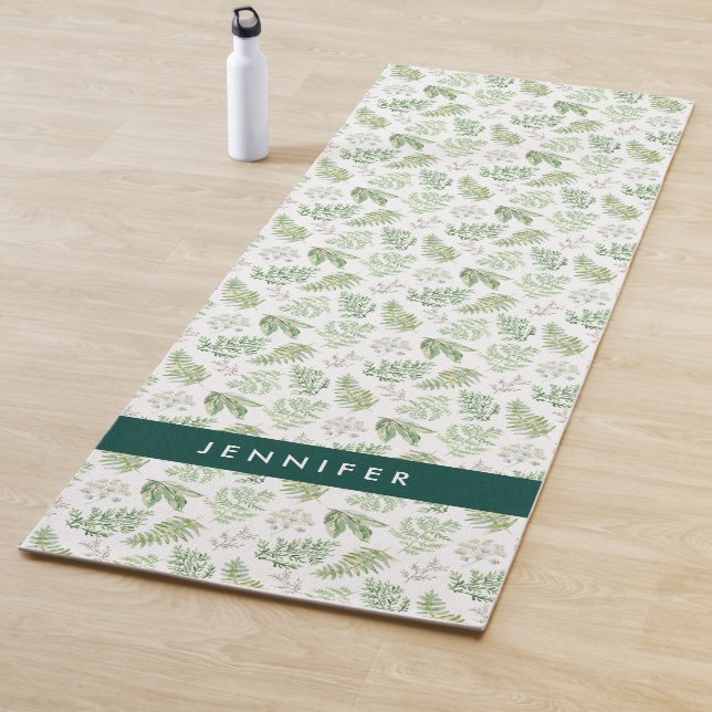 Add Your Name | Forest Greenery Pattern Yoga Mat (In Situ)
