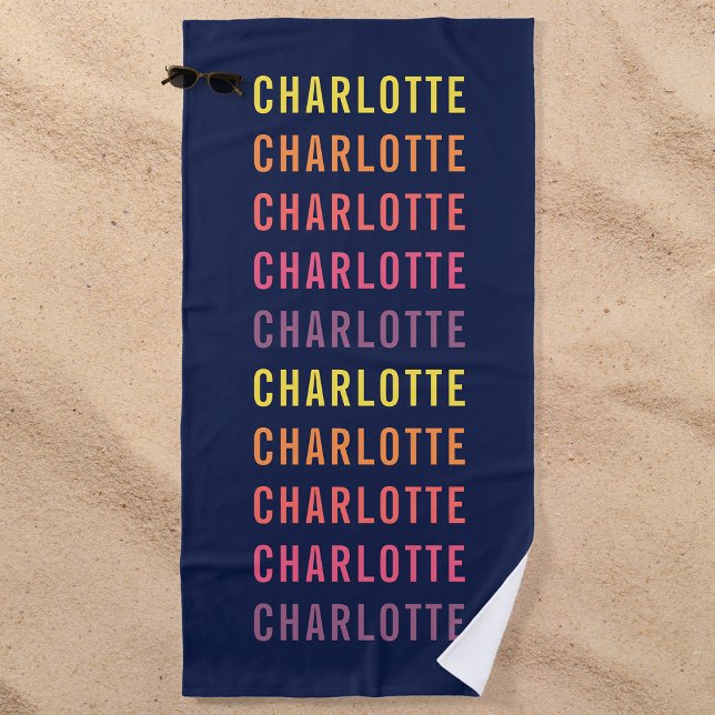 Add Your Name Fun Colour Gradient Beach Towel (Creator Uploaded)